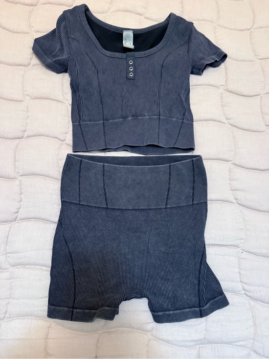 One Step Ahead Pants - One Step Ahead Ribbed Henley Crop Top in Charcoal